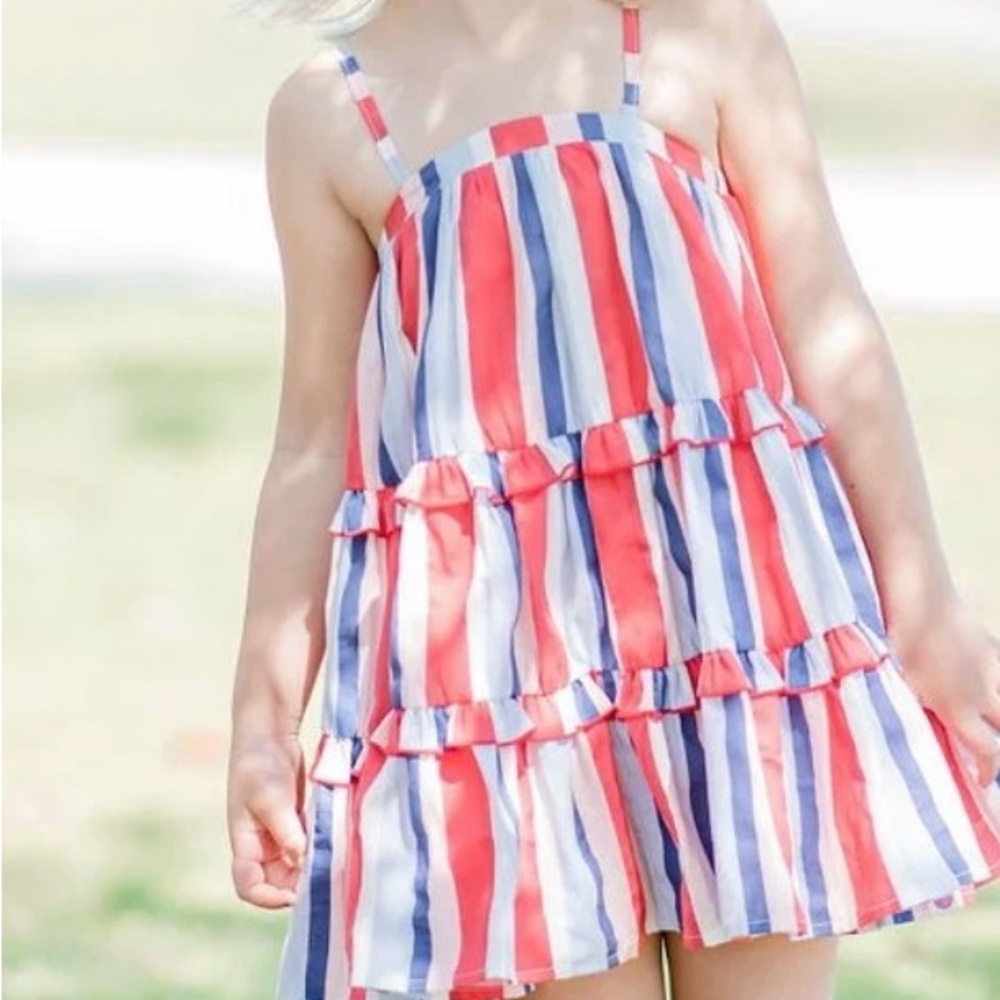Cheeky Plum 4th Of July Dress Multicolor Striped Dress 6t